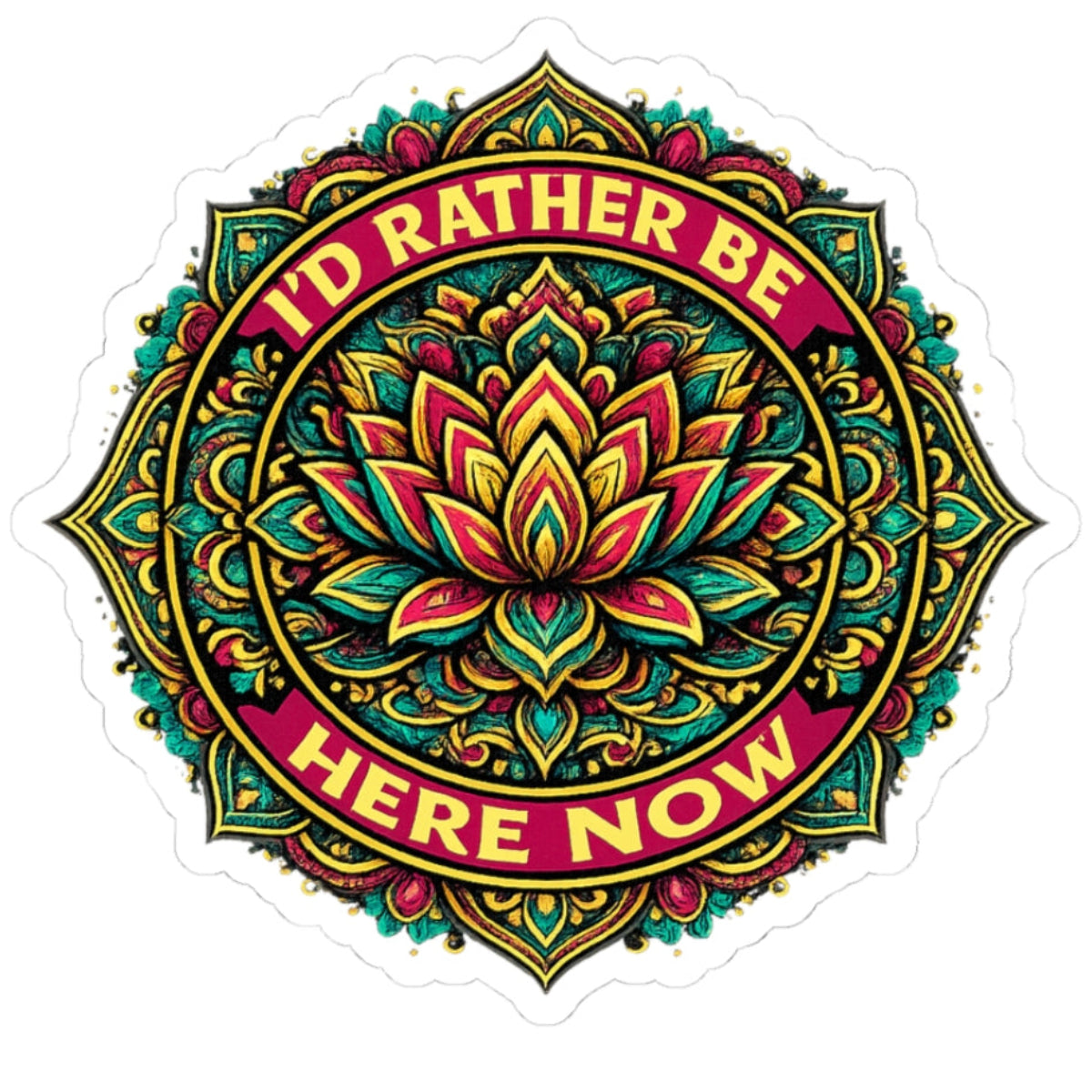 I’d Rather Be Here Now Laptop Sticker – Mindfulness Reminder Decal (IRBHN Signature Logo)