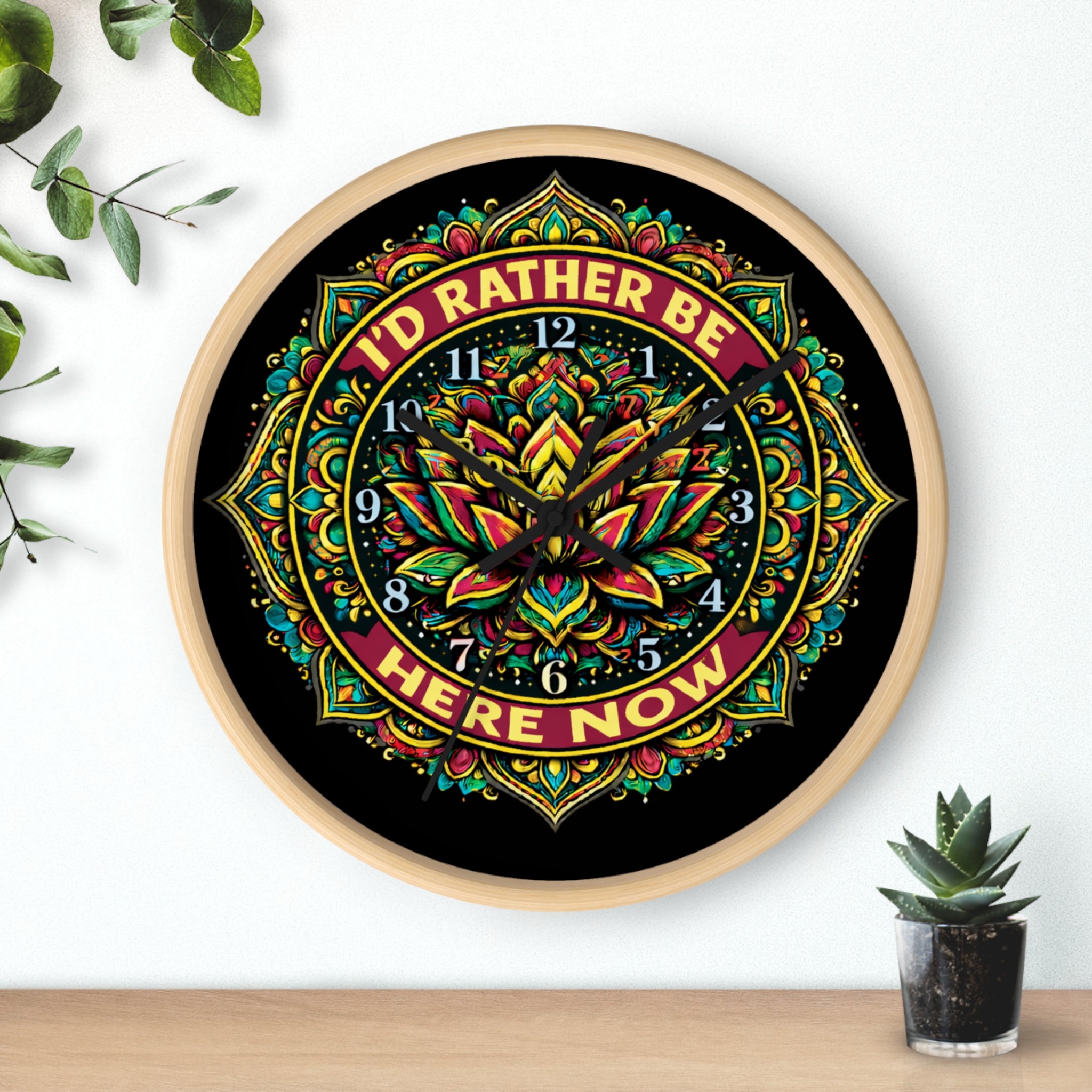 I’d Rather Be Here Now Wall Clock — Signature Logo Mindfulness Decor