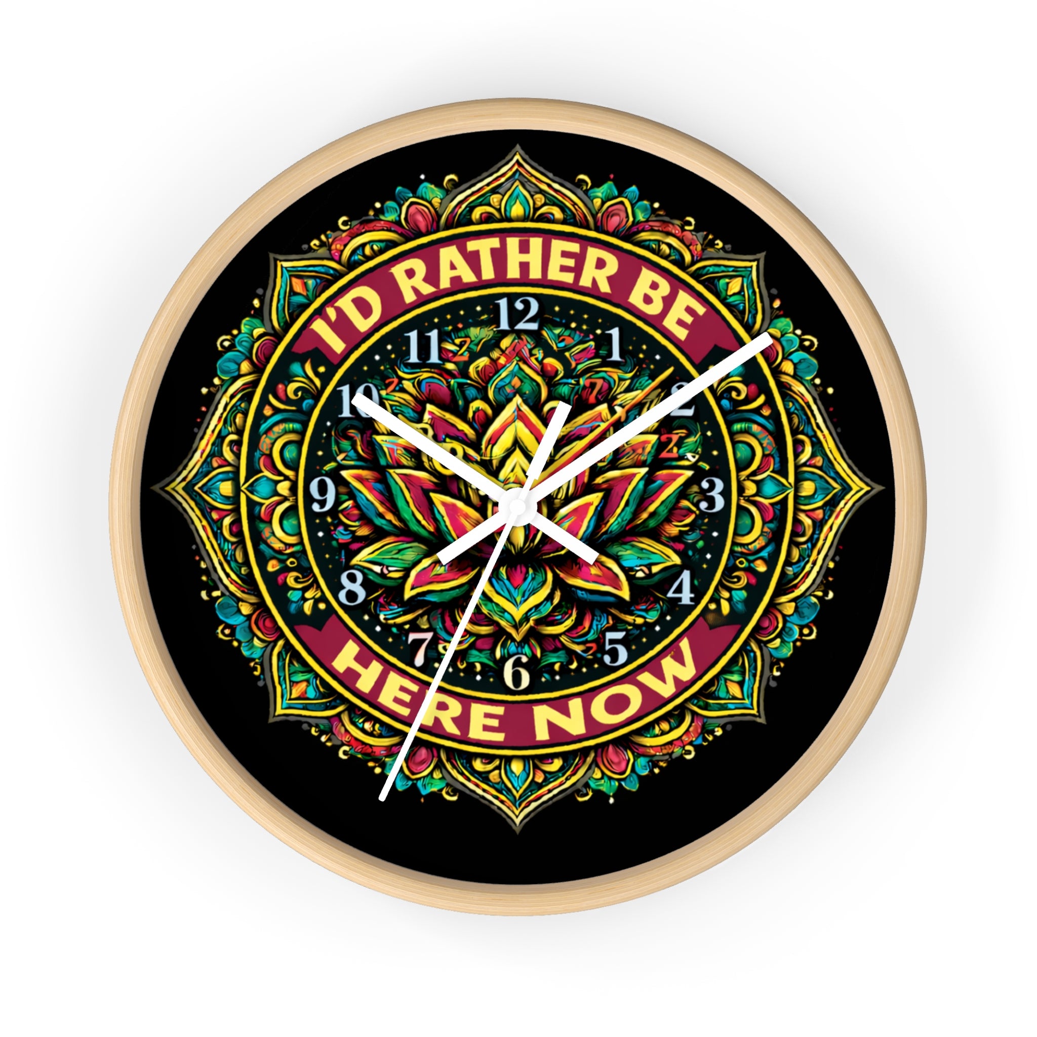 I’d Rather Be Here Now Wall Clock — Signature Logo Mindfulness Decor