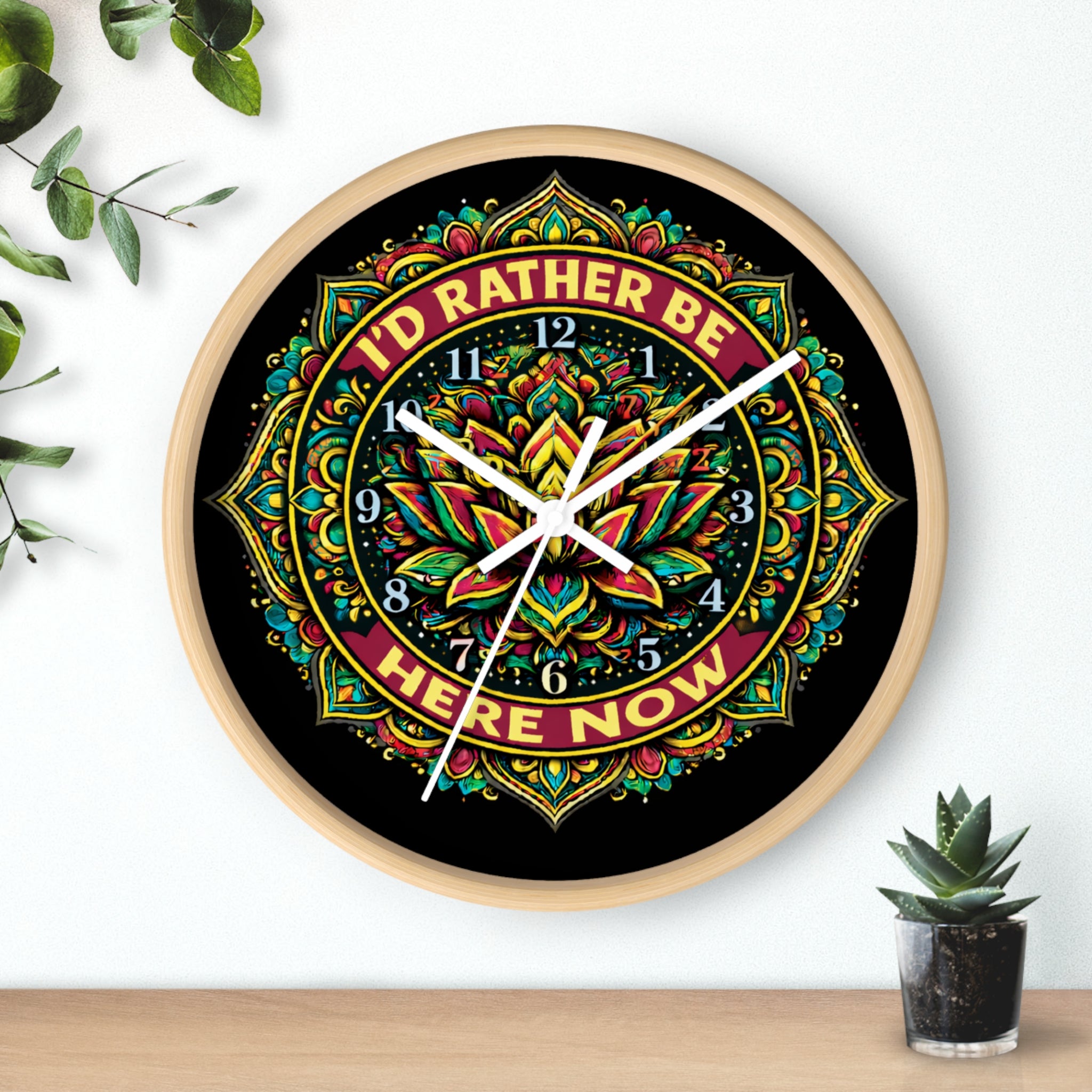 I’d Rather Be Here Now Wall Clock — Signature Logo Mindfulness Decor