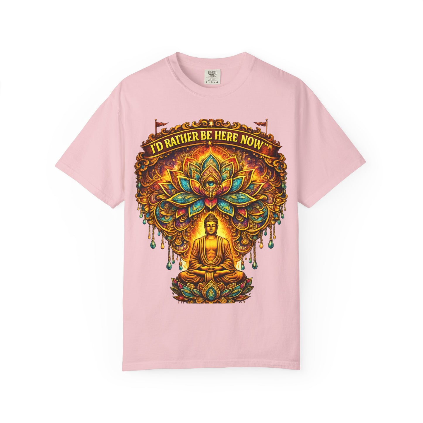 Buddha Lotus Mandala Tee – I’D RATHER BE HERE NOW™