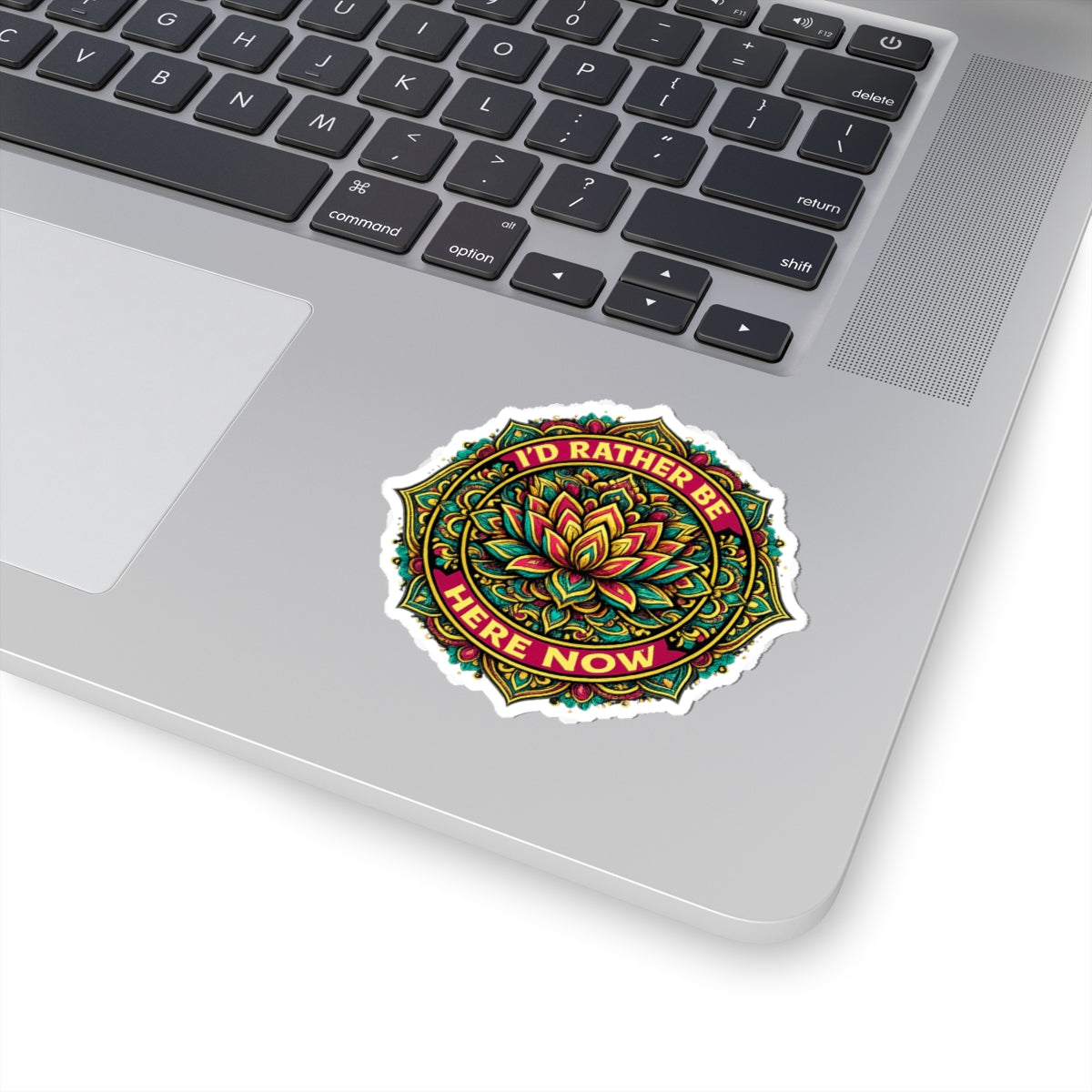 I’d Rather Be Here Now Laptop Sticker – Mindfulness Reminder Decal (IRBHN Signature Logo)