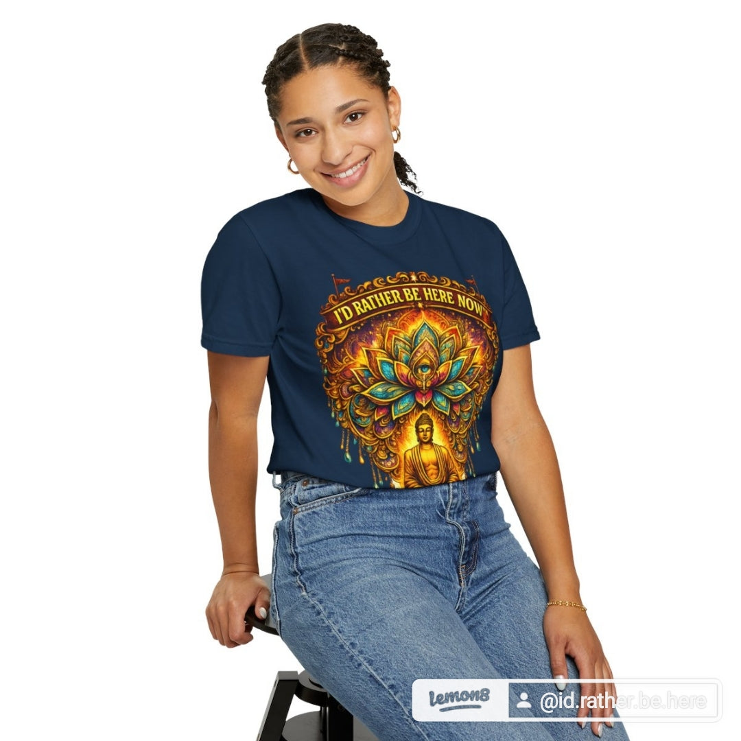 Buddha Lotus Mandala Tee – I’D RATHER BE HERE NOW™
