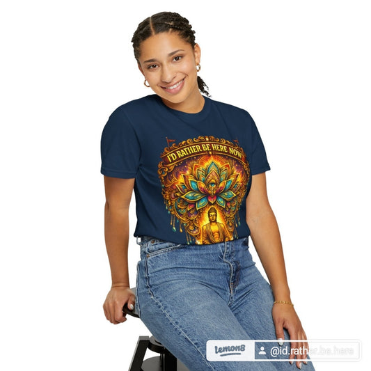 Buddha Lotus Mandala Tee – I’D RATHER BE HERE NOW™