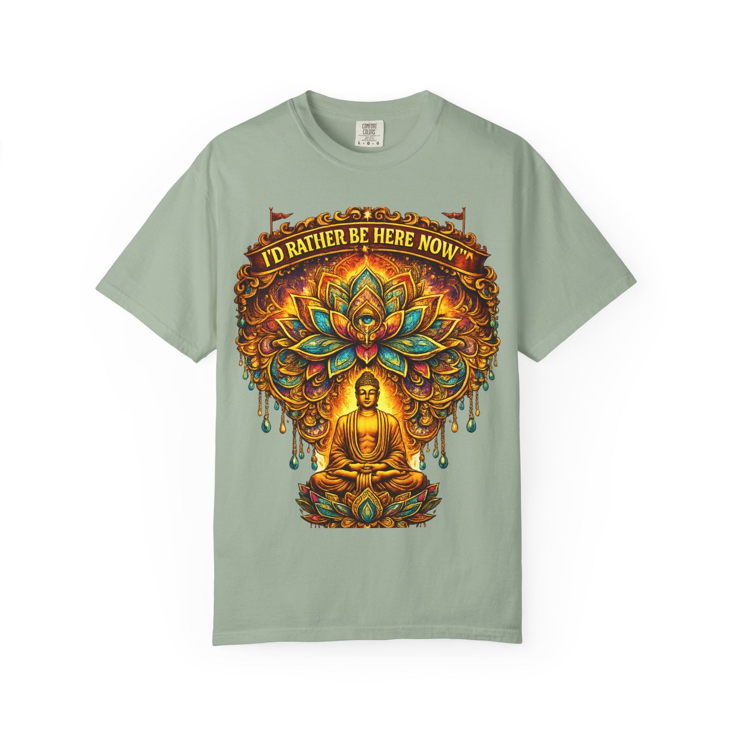 Buddha Lotus Mandala Tee – I’D RATHER BE HERE NOW™
