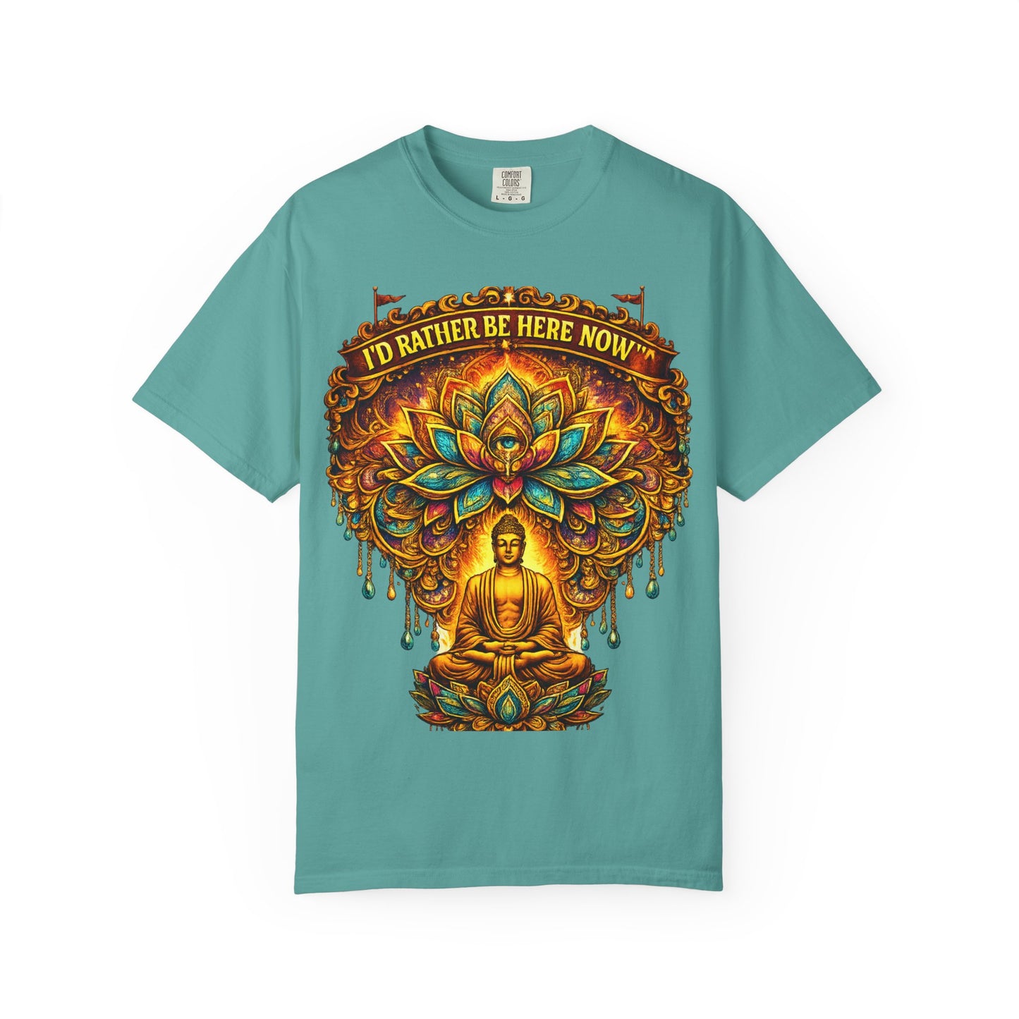Buddha Lotus Mandala Tee – I’D RATHER BE HERE NOW™