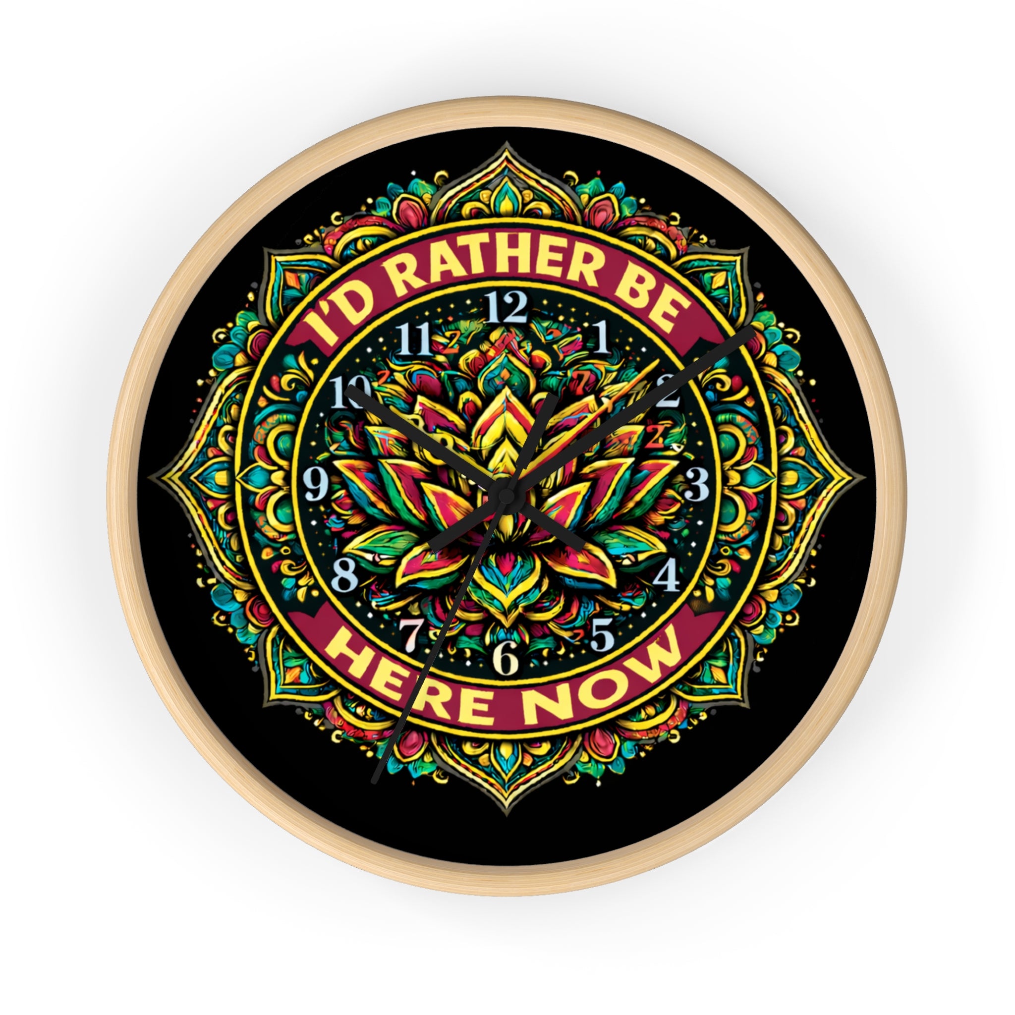 I’d Rather Be Here Now Wall Clock — Signature Logo Mindfulness Decor