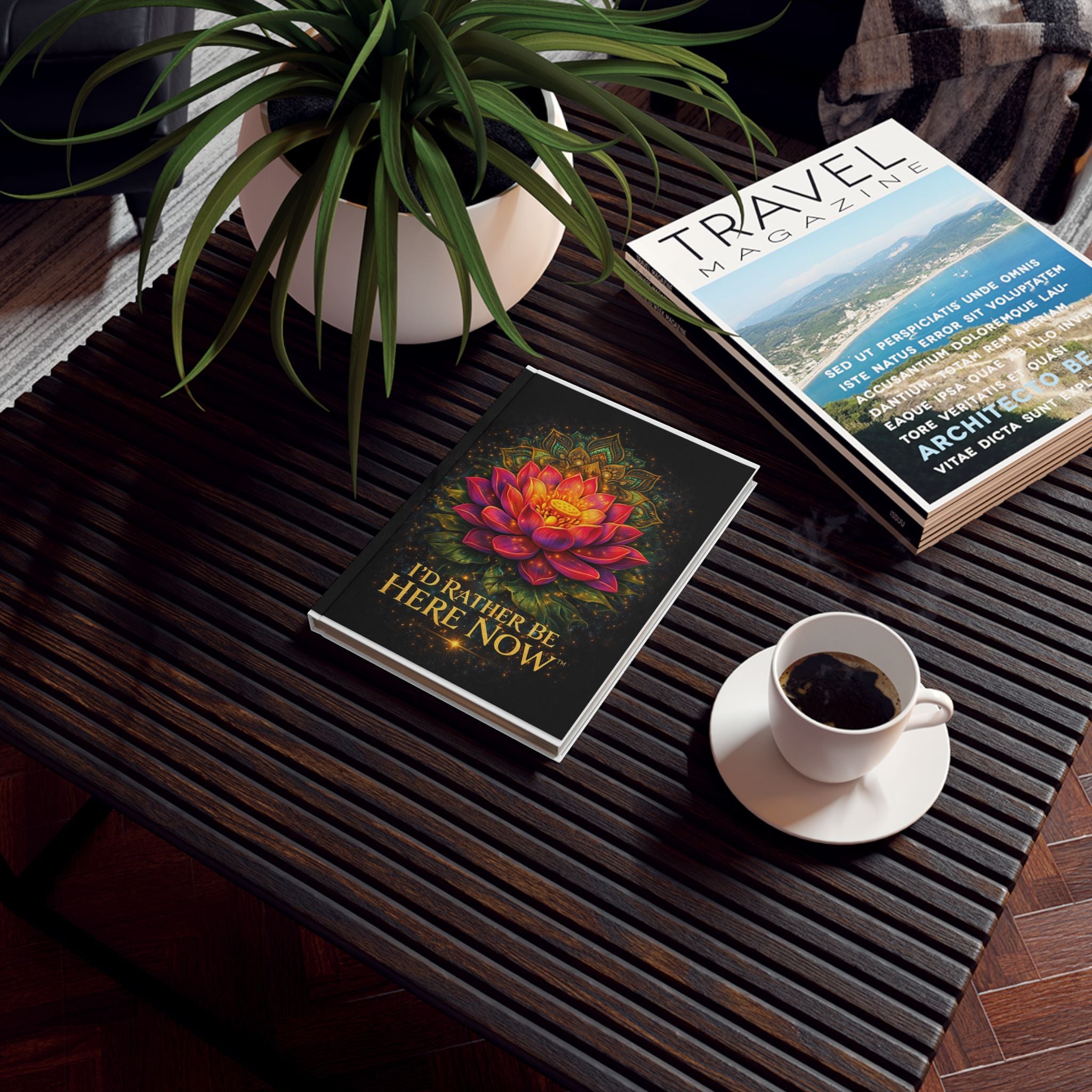 I’D RATHER BE HERE NOW™ Lotus Mandala Hardcover Journal (Lined, Blank or Graph)