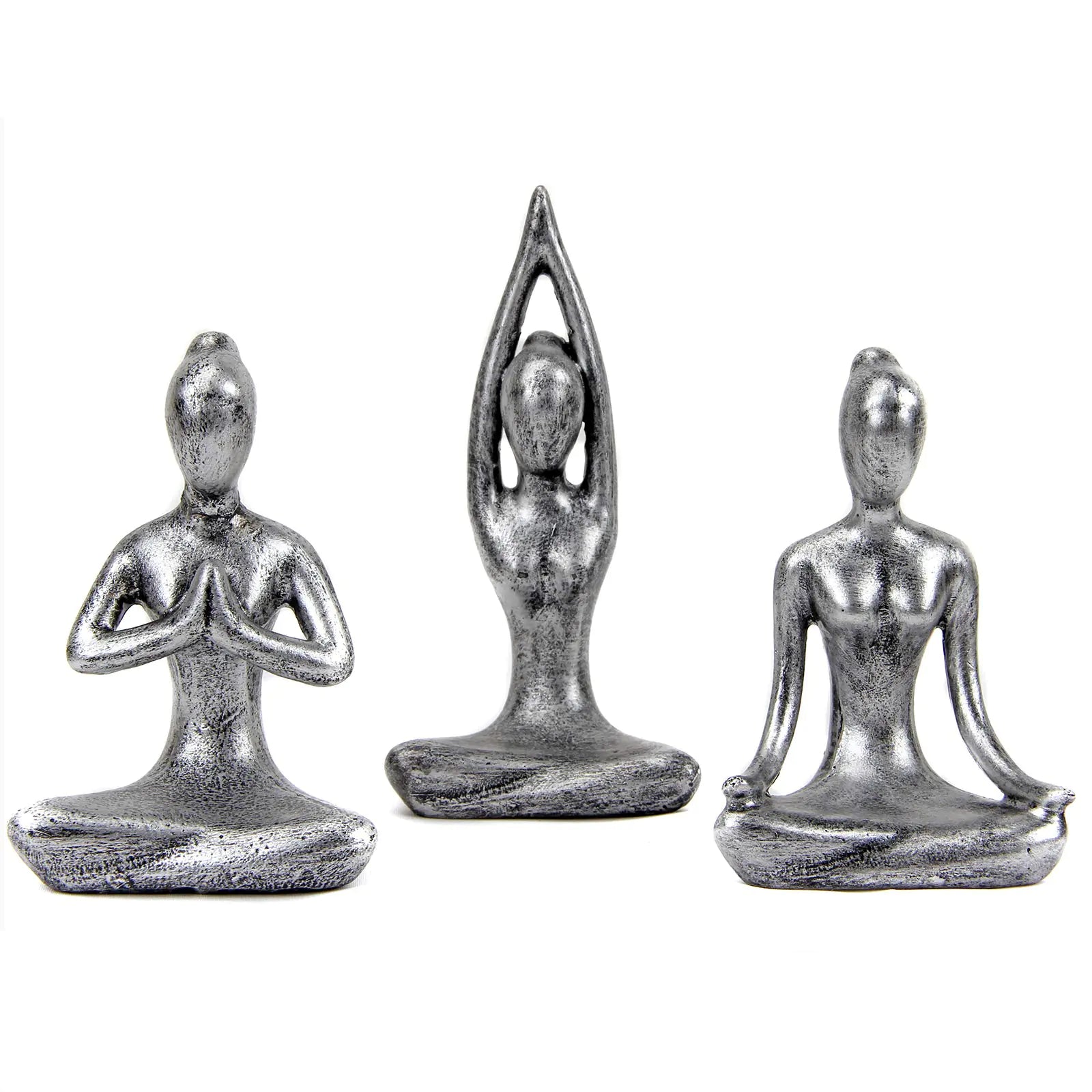 Leekung Yoga Meditation décorYoga Pose Statue Home DecorationZen Yoga Figurine for Spiritual Room Set of 3 Yoga Gift Antique Silver Color