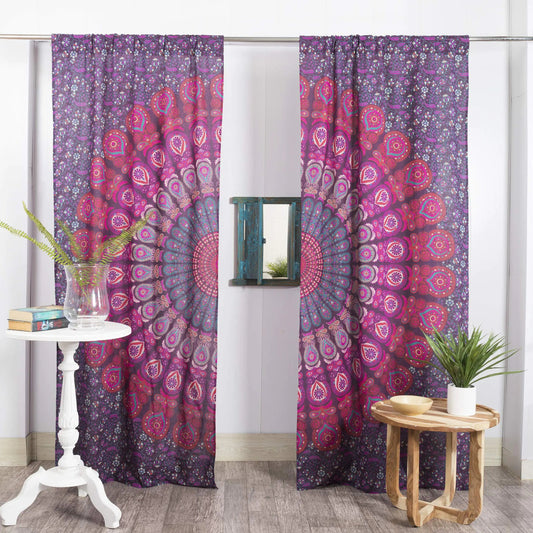 Bohemian Peacock Mandala Window Curtain